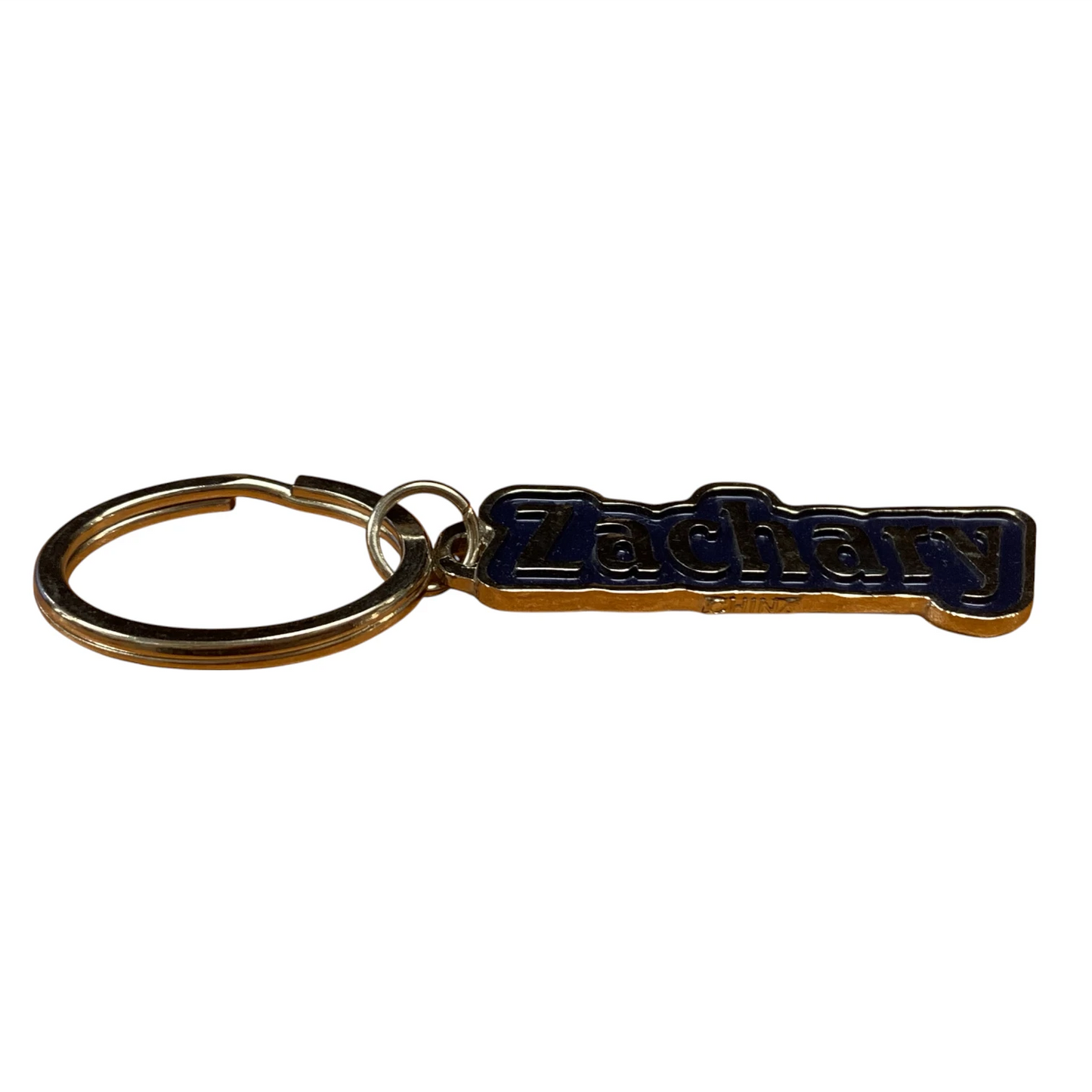 Metal Name Keychain Zachary (Navy)