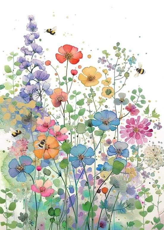 Bug Art Floral Meadow Card