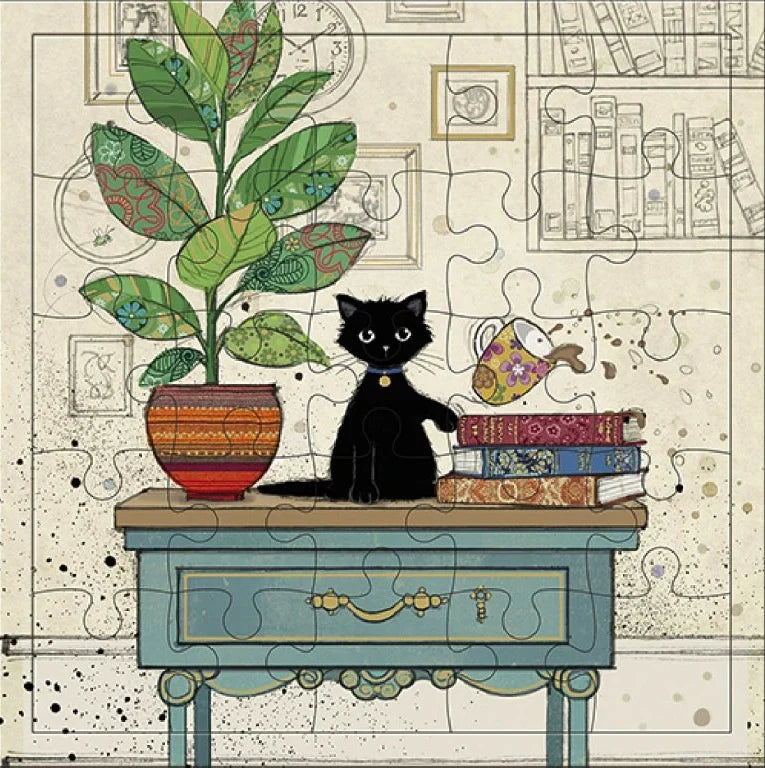 Black Kitty Puzzle Card