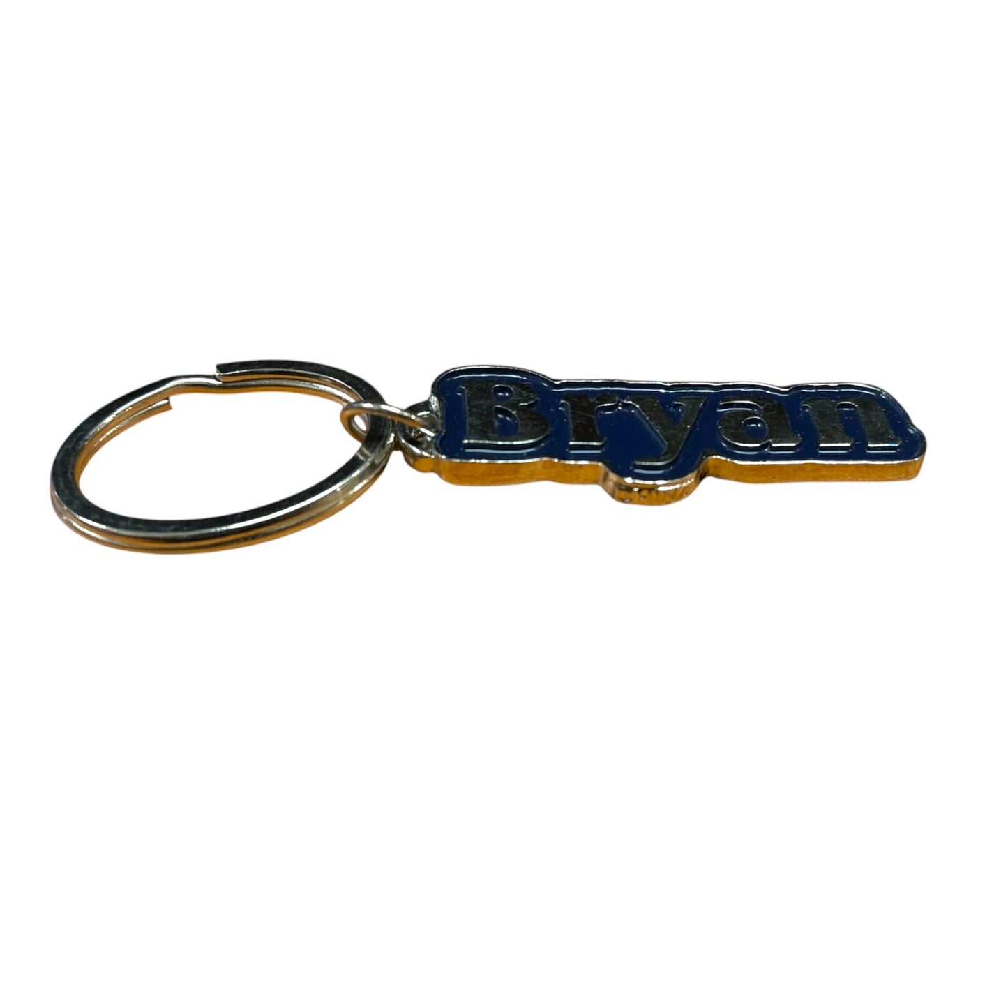 Navy Metal Name Keychain Bryan
