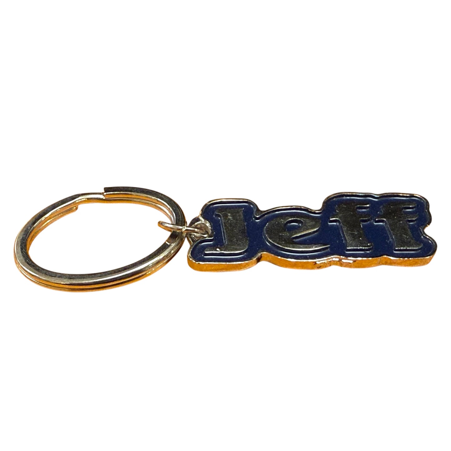 Metal Name Keychain Jeff (Navy)
