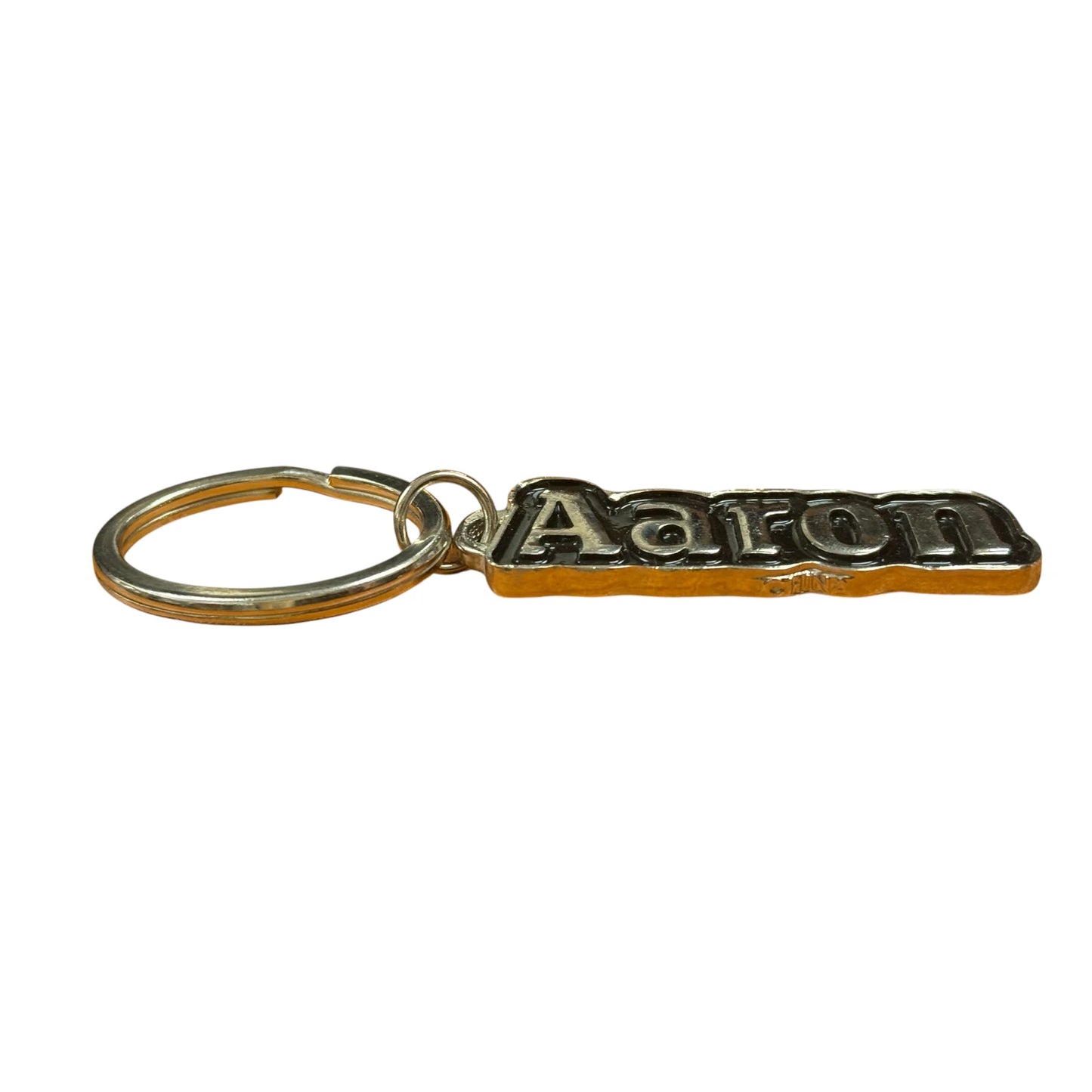 Black Metal Name Keychain Aaron