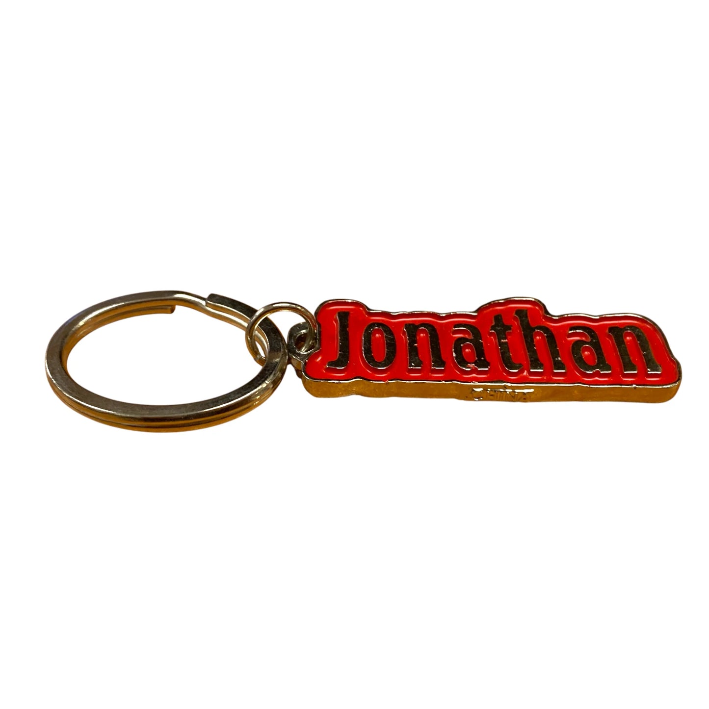 Metal Name Keychain Jonathan (Red)