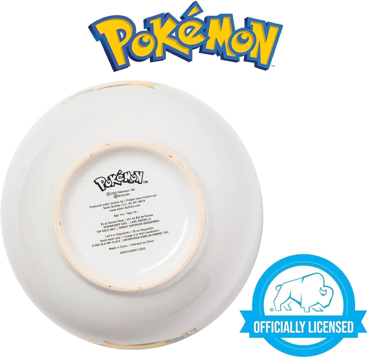 Pikachu Ceramic Ramen Noodle Rice Bowl with Chopsticks
