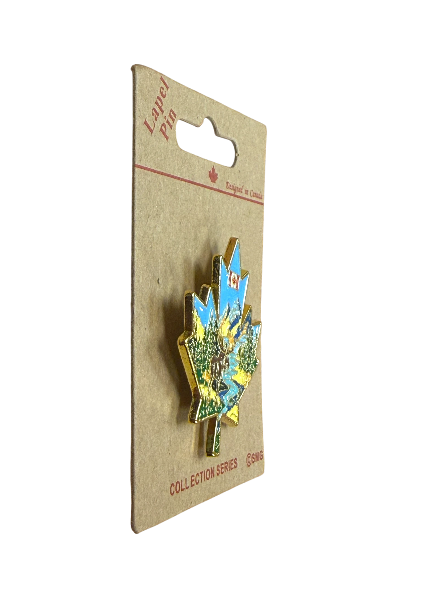 Canadian Maple Leaf Lapel Pin with Moose Design