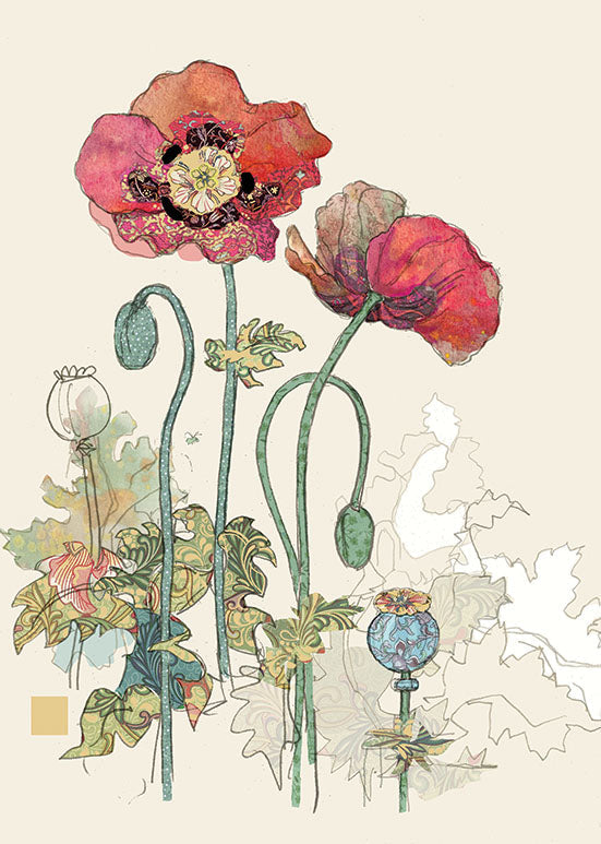 Bug Art Two Red Poppies Card