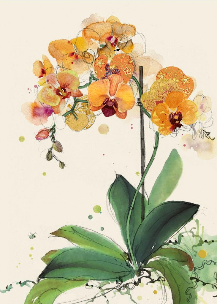 Bug Art Orange Orchids Card