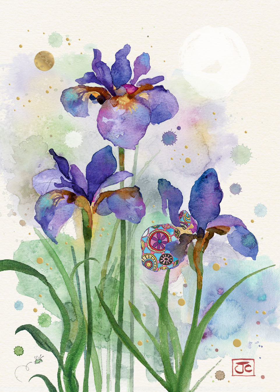 Bug Art Purple Irises Card