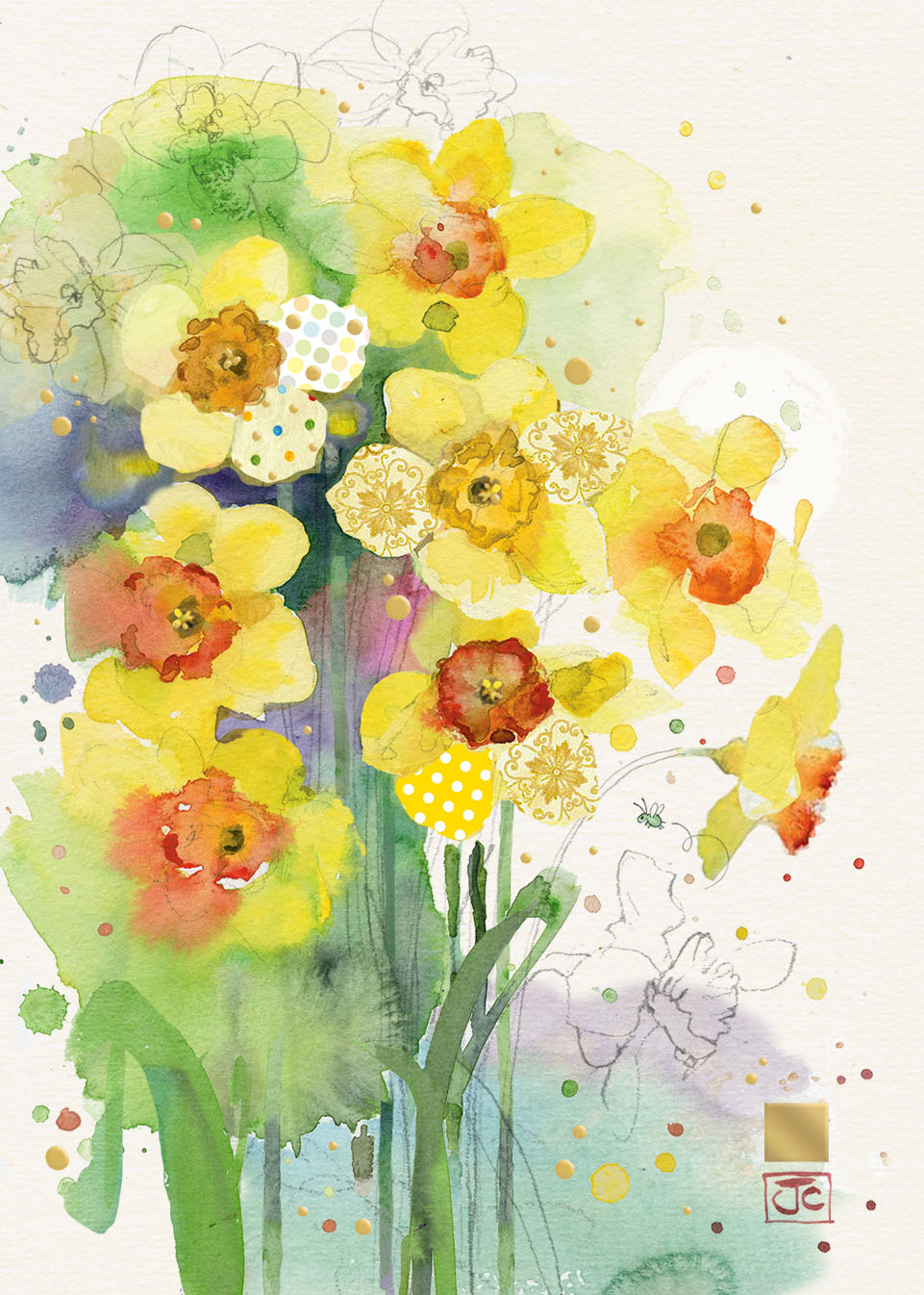 Bug Art Daffodils Card