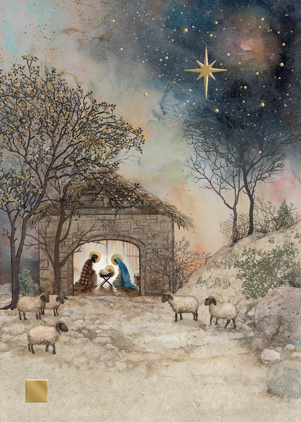 Bug Art Nativity Manger Card