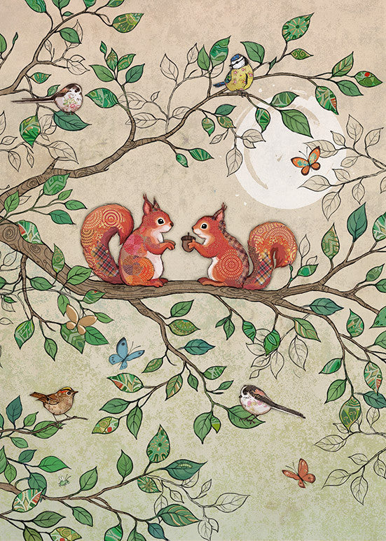 Bug Art Two Squirrels Card