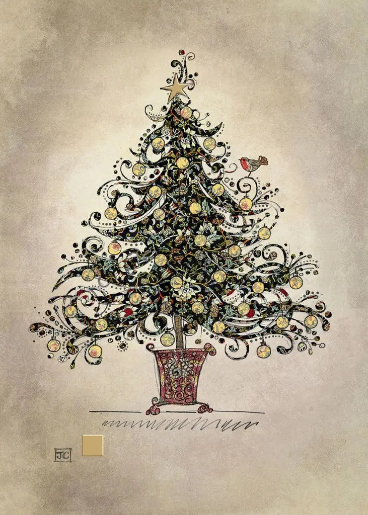 Bug Art Christmas Tree Card