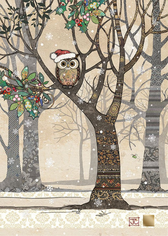 Bug Art Santa Owl Tree Card
