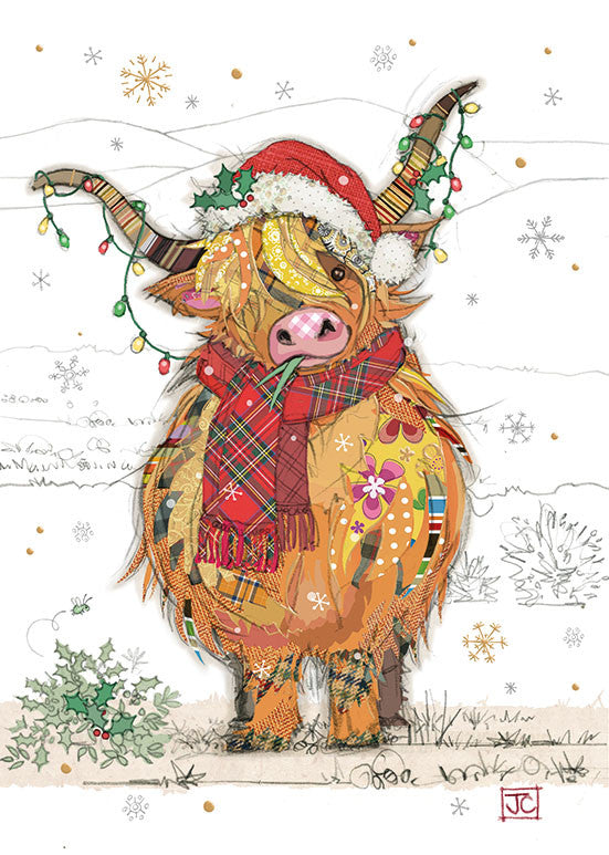 Bug Art Christmas Cow Card