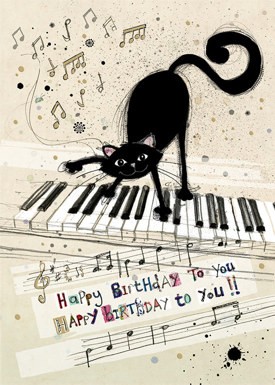 Bug Art Keyboard Kitty Birthday Card