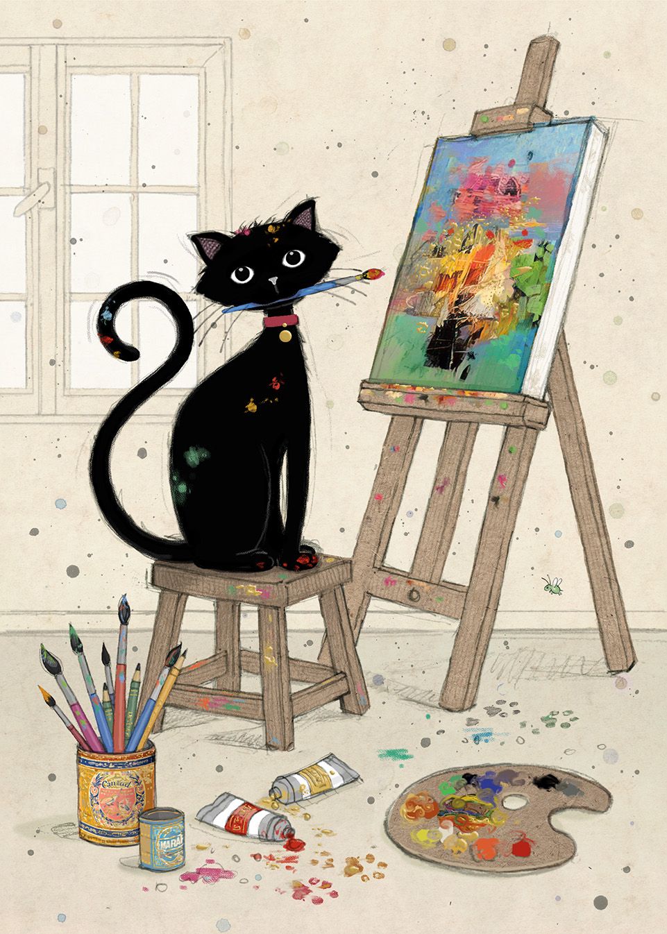 Bug Art Artist Kitty Card