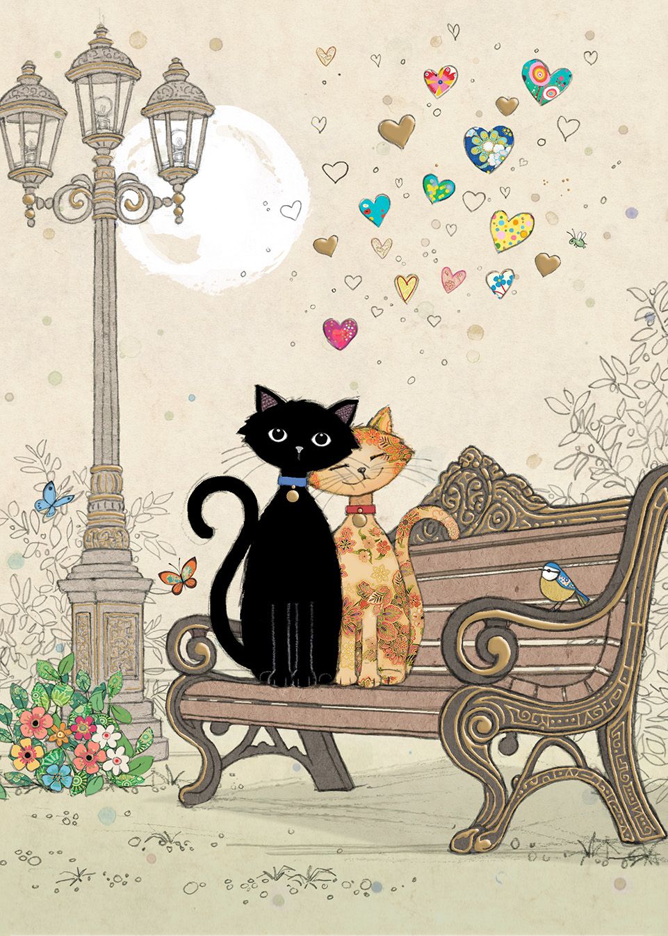 Bug Art Bench Kitties Card