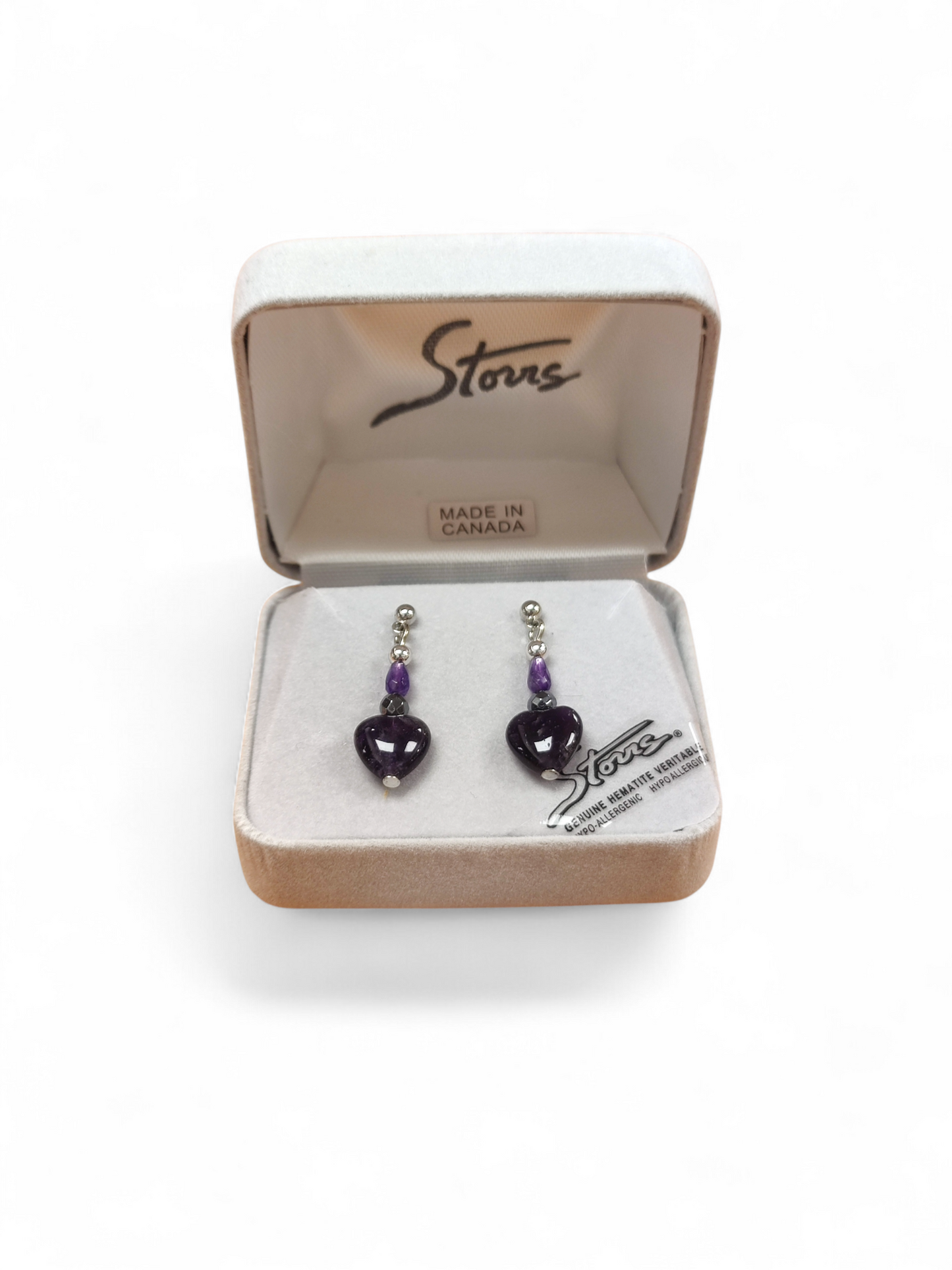 Amethyst Hearts Earrings