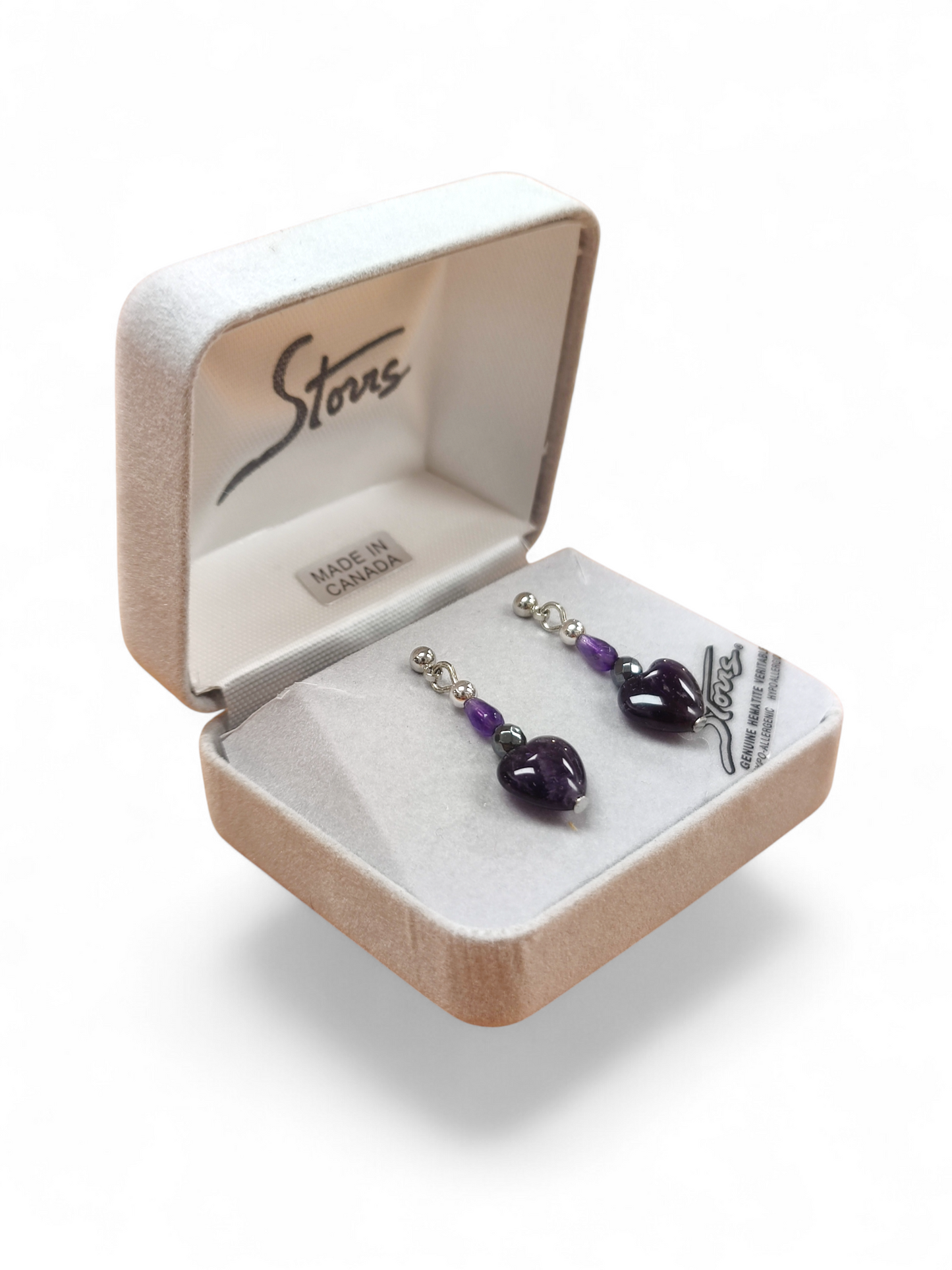 Amethyst Hearts Earrings