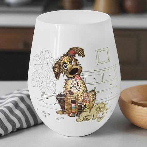 Dog Stemless Wine Glass