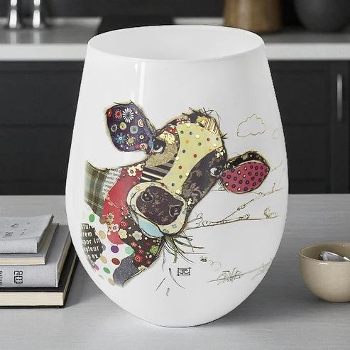 Cow Stemless Wine Glass