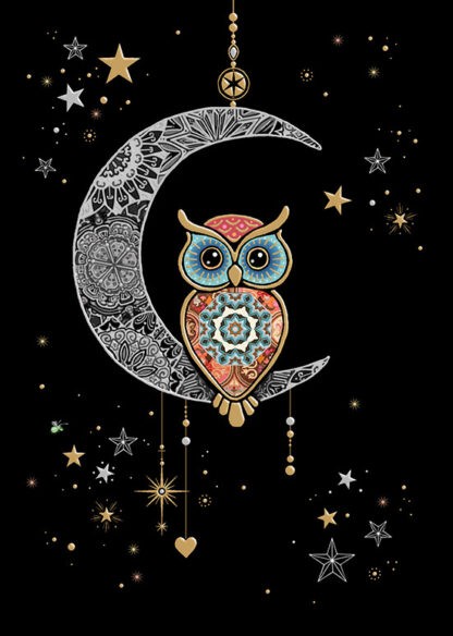 Bug Art Moon Owl Card