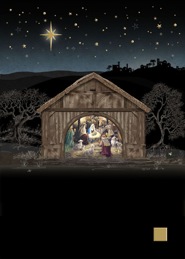 Bug Art Nativity Stable Card