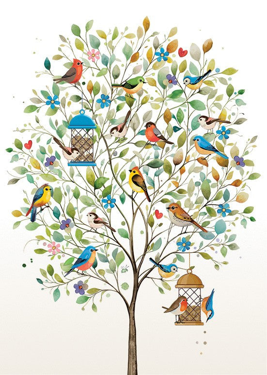 Bug Art Tree of Birds Card
