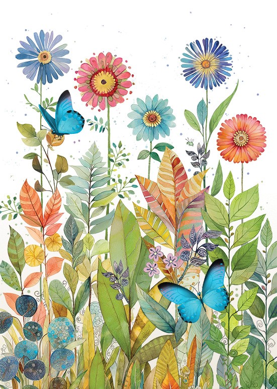 Bug Art Butterfly Flowers Card
