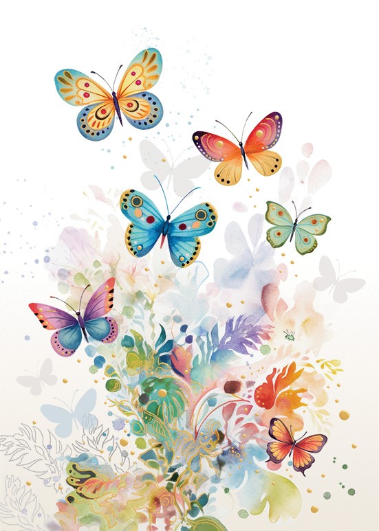 Bug Art Colourful Butterflies Card