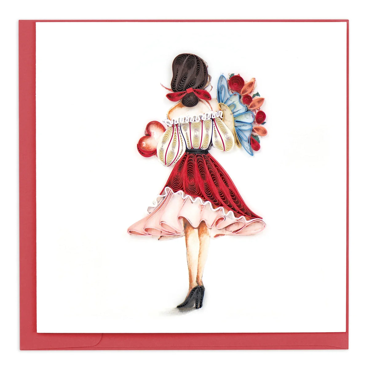 Quilled Girl With Bouquet Greeting Card