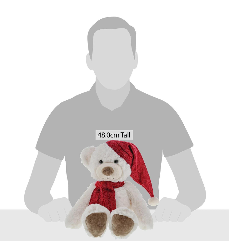 Kalidou Lg White Teddy with Red Hat & Scarf