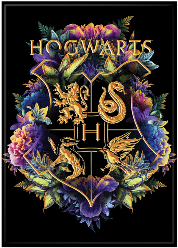 Harry Potter Hogwarts Crest on Black Magnet