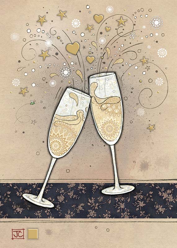 Bug Art Champagne Glasses Card