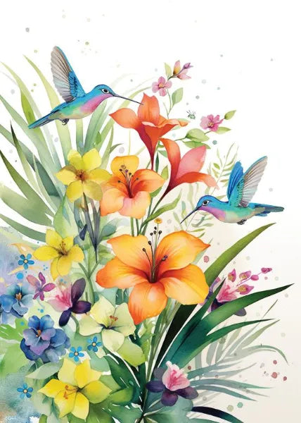 Bug Art Lily Hummingbird Card