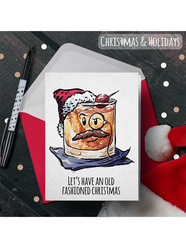 Cocktail Whiskey Holiday Card