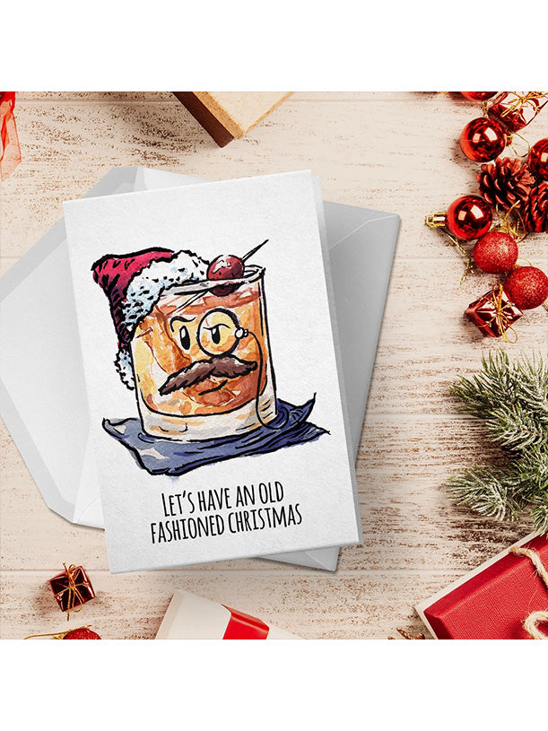 Cocktail Whiskey Holiday Card