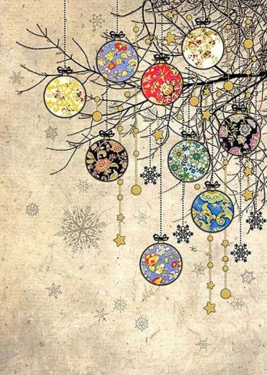 Bug Art Bauble Branches Card