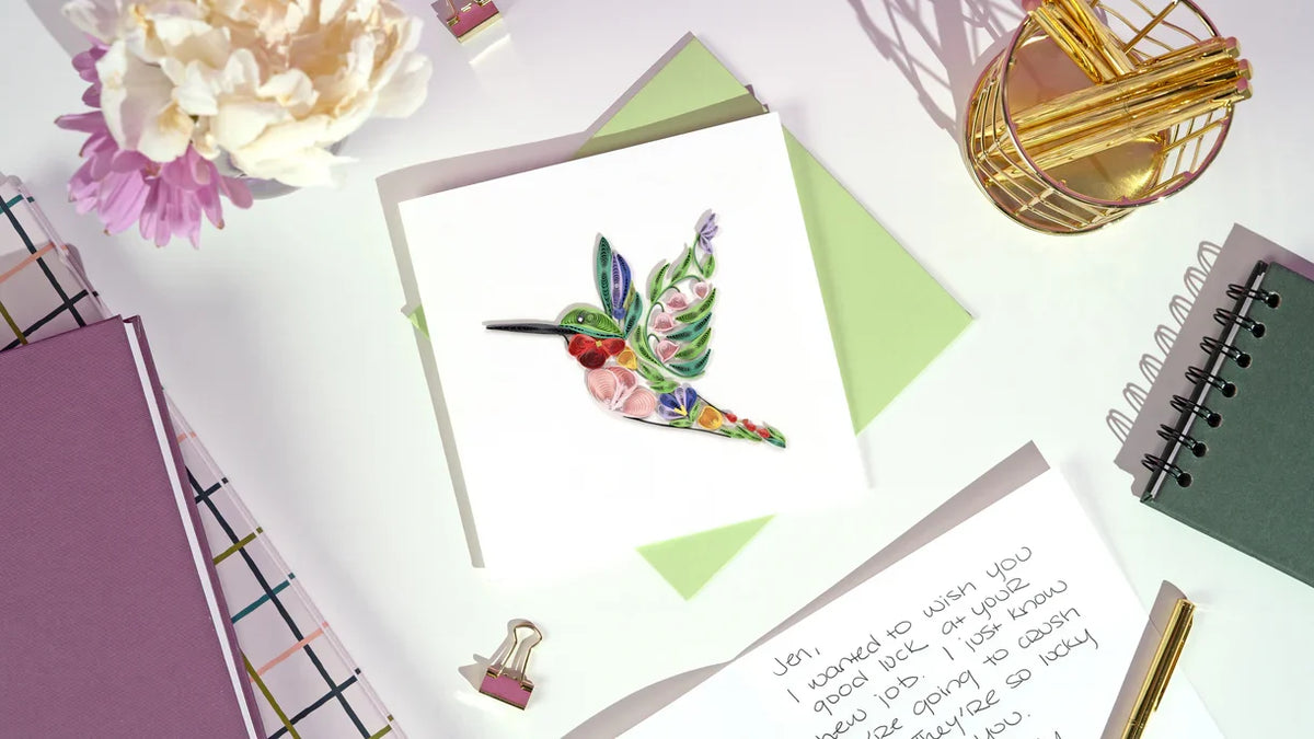 Quilled Decorative Floral Bird Greeting Card