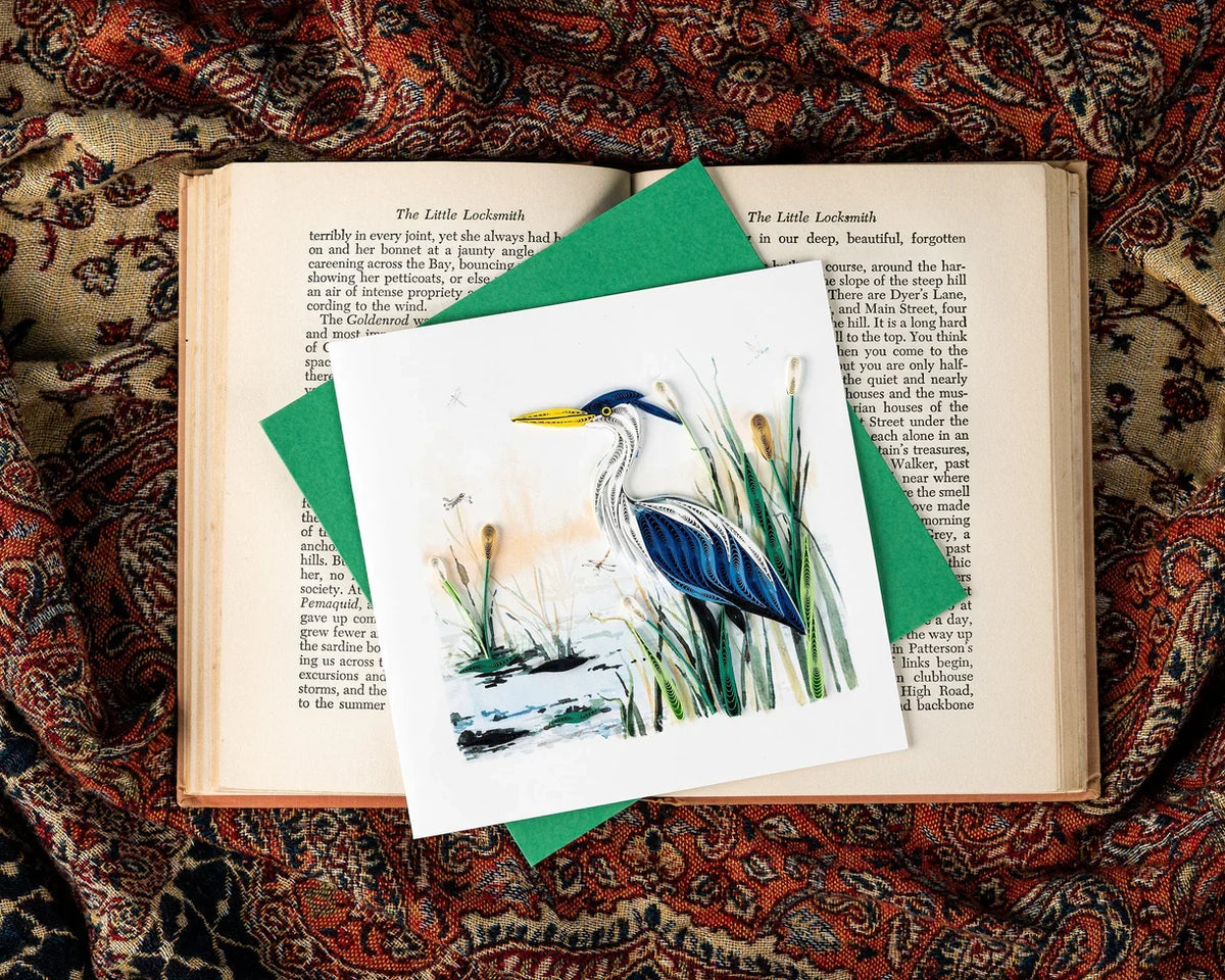 Quilled Great Blue Heron Greeting Card