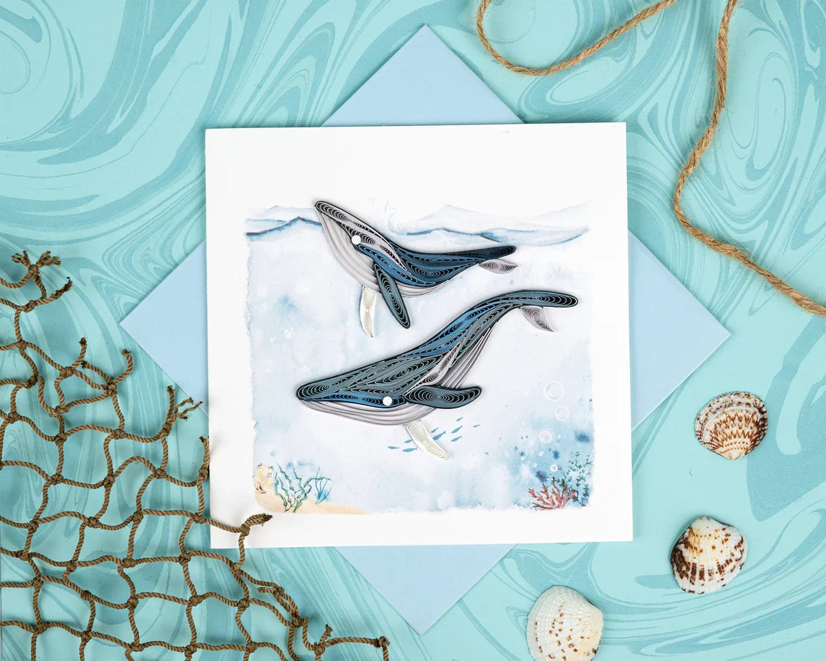 Quilled Humpback Whales Greeting Card