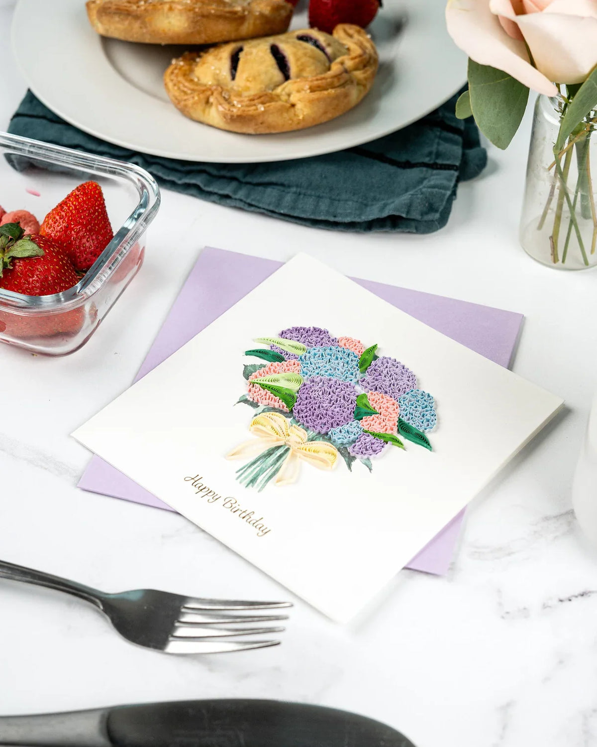 Quilled Hydrangea Bouquet Birthday Card