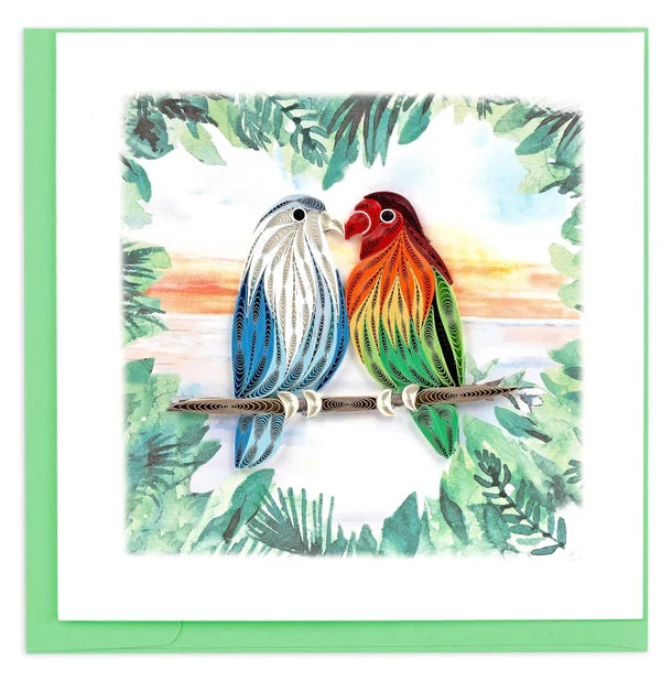 Quilled Pair of Lovebirds Greeting Card