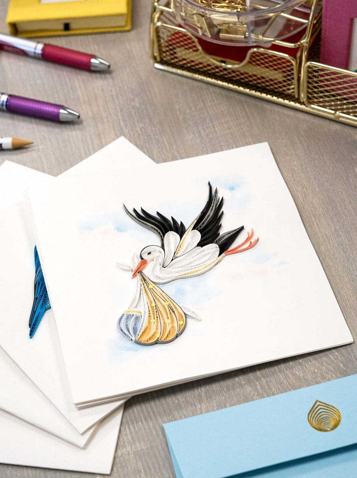 Quilled Special Delivery Stork Greeting Card