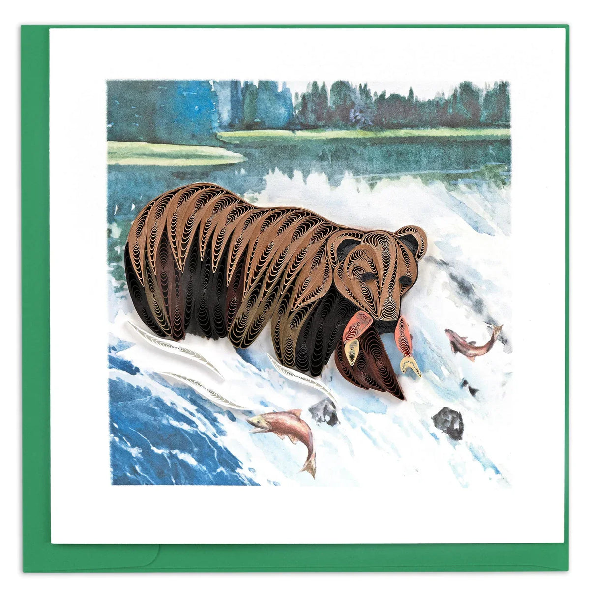 Quilled Grizzly Bear Greeting Card
