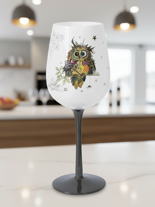 Owl Wine Glass