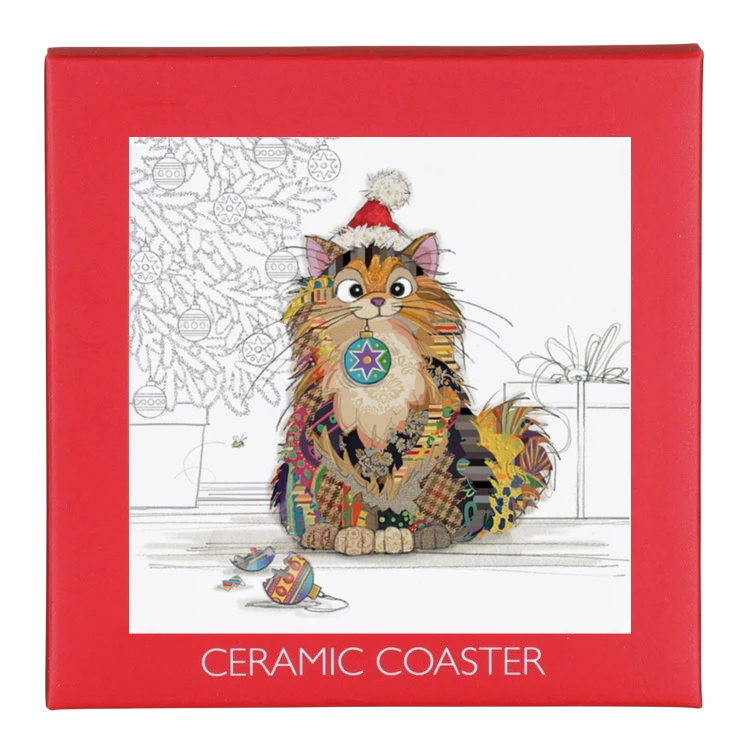 Bug Art Christmas Baubles Cat Ceramic Coaster