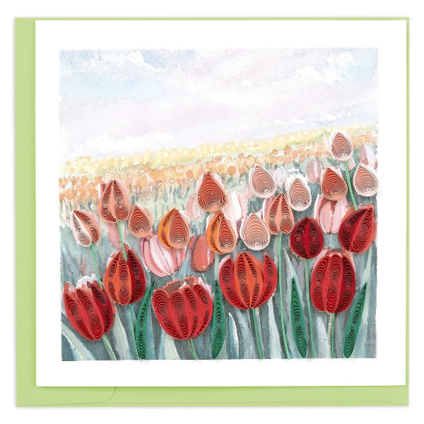 Quilled Field of Tulips Greeting Card