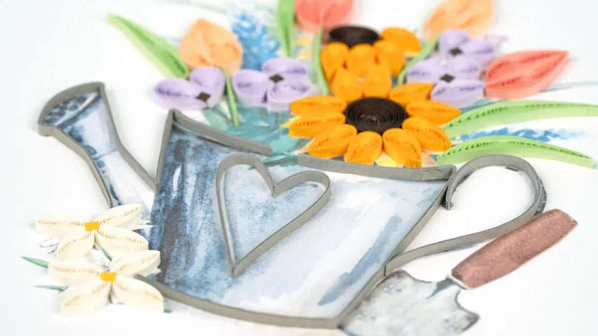 Quilled Garden Watering Can Greeting Card