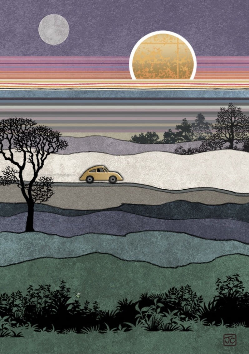 Bug Art Car Sunset Card